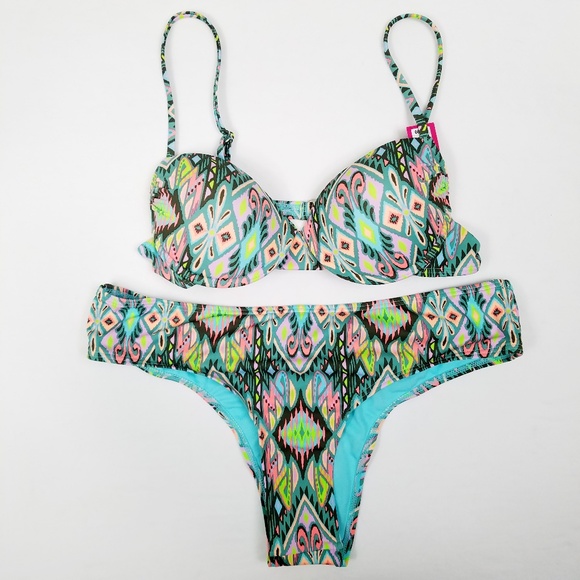 2 PC Xhilaration Bikini Push Up Top Lg Bottom XL - Picture 6 of 8